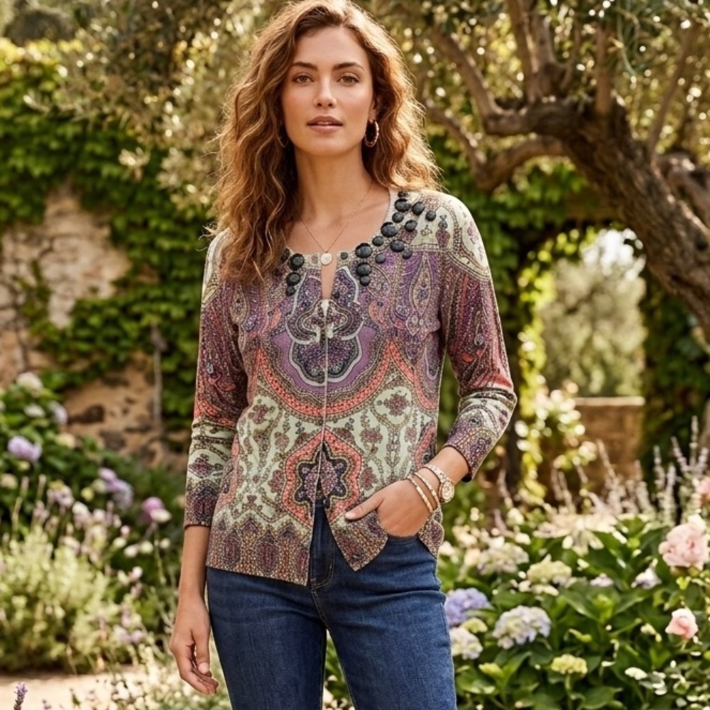 Kenar Women's Colorful Beaded Cardigan